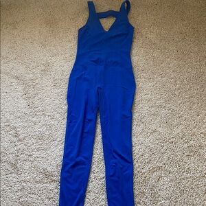 FP Movement by Free People Cobalt Blue V-Neck Fitted Jumpsuit